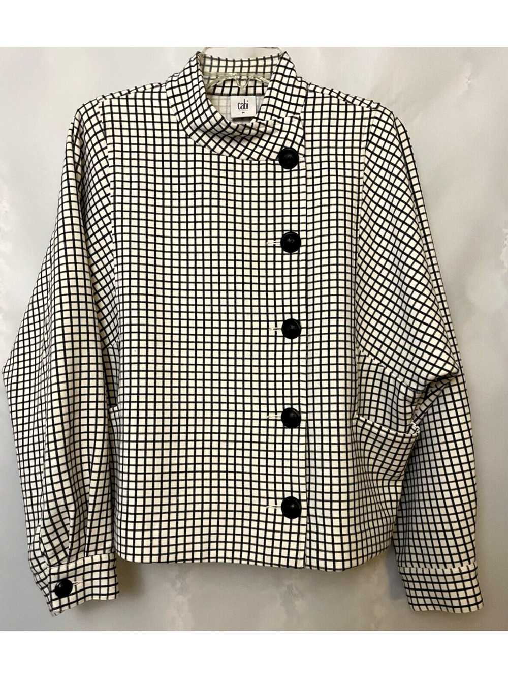 CABI Windowpane Plaid Osama Nights Blazer Jacket Size M #3173